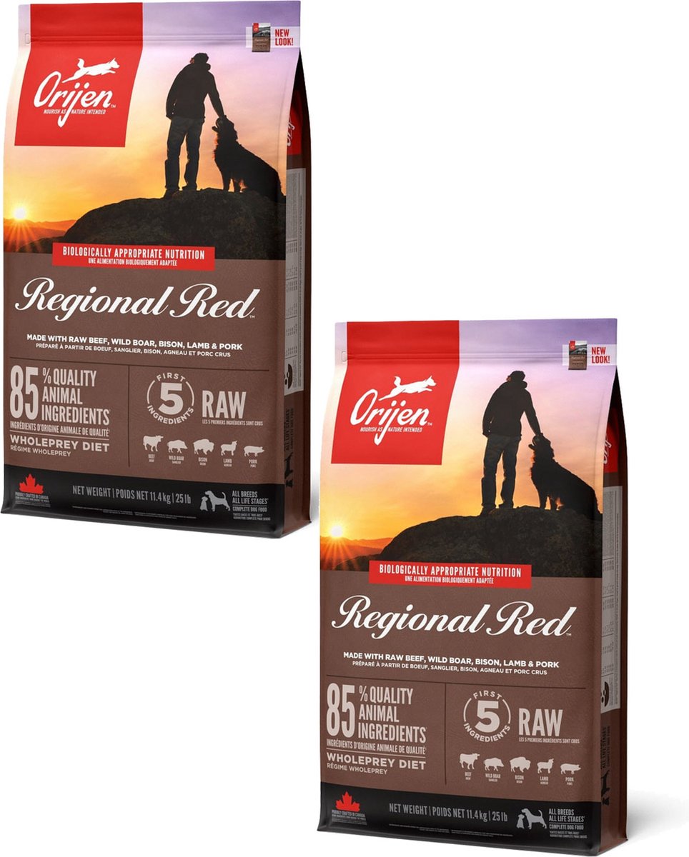 Orijen Orijen Whole Prey Regional Red Dog Rund&Zwijn - Hondenvoer - 2 x 11.4 kg