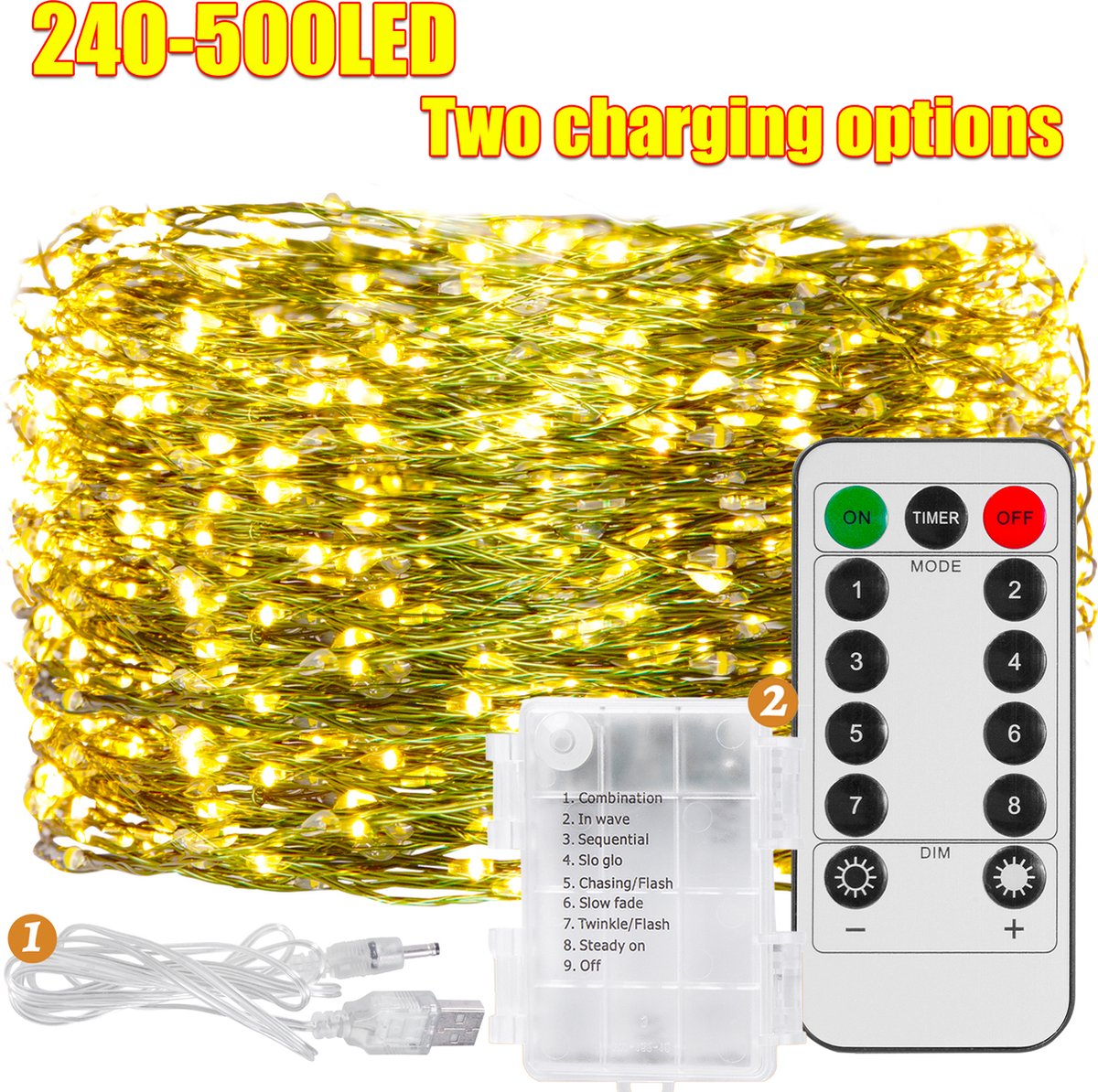 Kerstverlichting LED buiten 15 meter 300 LED Op Batterijen