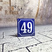Emaille huisnummer blauw/wit nr. 49