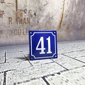 Numéro de maison en émail bleu / blanc no 41