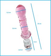 Dildo van Roze Wit kristalglas 23 cm - anaalplug- anale dildo - dia Ø 3,2 cm - helder Kristal glazen dildo- sex anale butt plug seksspeelgoed voor mannen en vrouwen met structuur