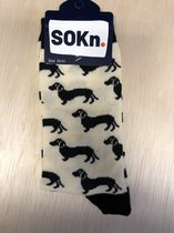 SOKn. trendy sokken hond *TEKKEL* maat 35-41  (Ook leuk om kado te geven !)