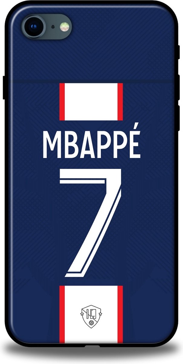 Mbappé PSG telefoonhoesje - Apple iPhone 7 / 8 / SE (2020) - Softcase TPU - Backcover - Blauw - Rood