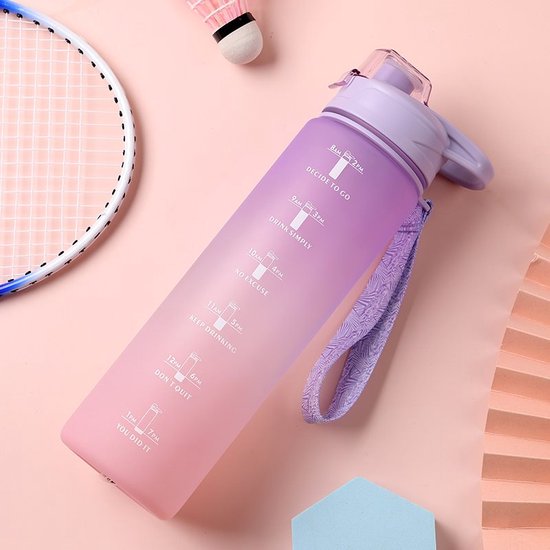 GHONLZIN -Water Bottle, 2.5L Bottled Joy Sports Bottle with Time Marker Tracker-Beverage Bottle Water Bottle for Gym and Sports