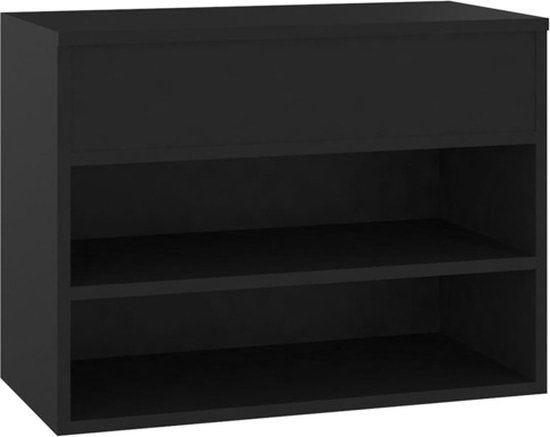 vidaXL - Schoenenbank - 60x30x45 - cm - bewerkt - hout - zwart