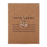 Kasey - Good Karma Ketting - Lotus bloem met cirkel hanger aan ketting - Geluksketting