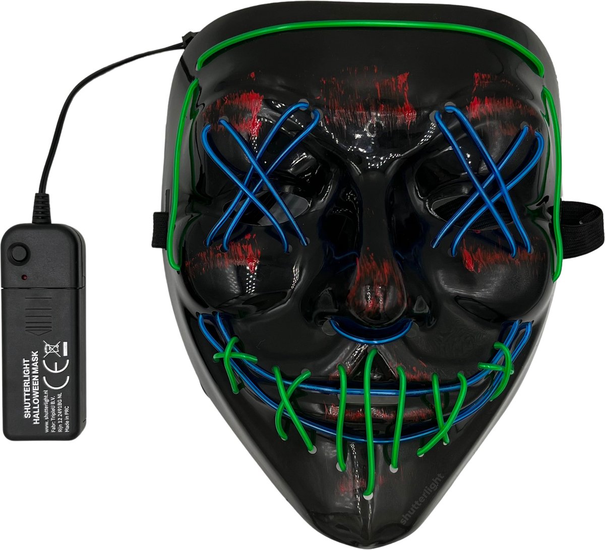 Shutterlight® Purge LED Masker Blauw & Groen Halloween Masker