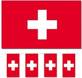 Bellatio Decorations - Vlaggen versiering set - Zwitserland - Vlag 90 x 150 cm en vlaggenlijn 4 meter