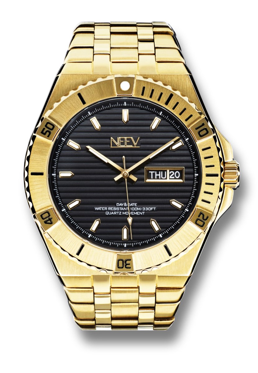 NEEV - Zimann | Goud Horloge | Horloges voor Mannen | Stainless Steel Sieraden | Ø42 mm | Quartz | Polshorloges heren |