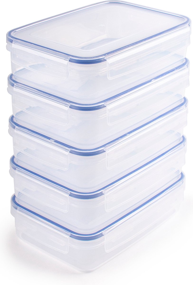 Sunware Club Cuisine diepvriesbakjes 1.1L - Set van 5 - 22x15.6x5.6 cm