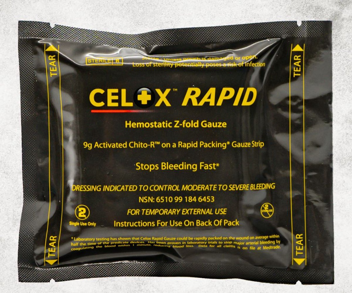 Celox Gauze bloedstelpend gaas Z Fold Hemostatisch
