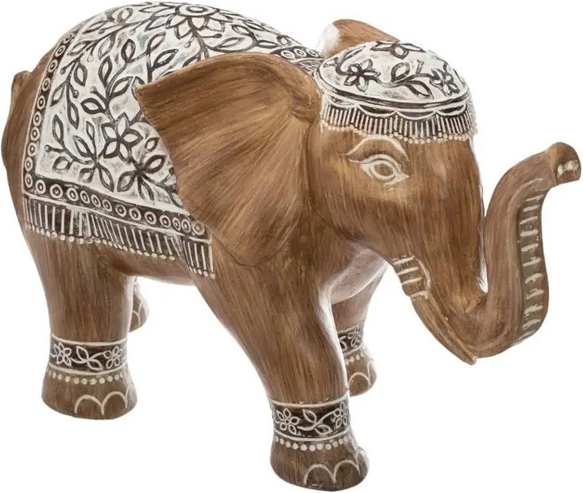 Atmosphera Olifanten dierenbeeldje - woondecoratie - bruin - 15,8 x 8 x 11,5 cm - Olifanten beeldjes
