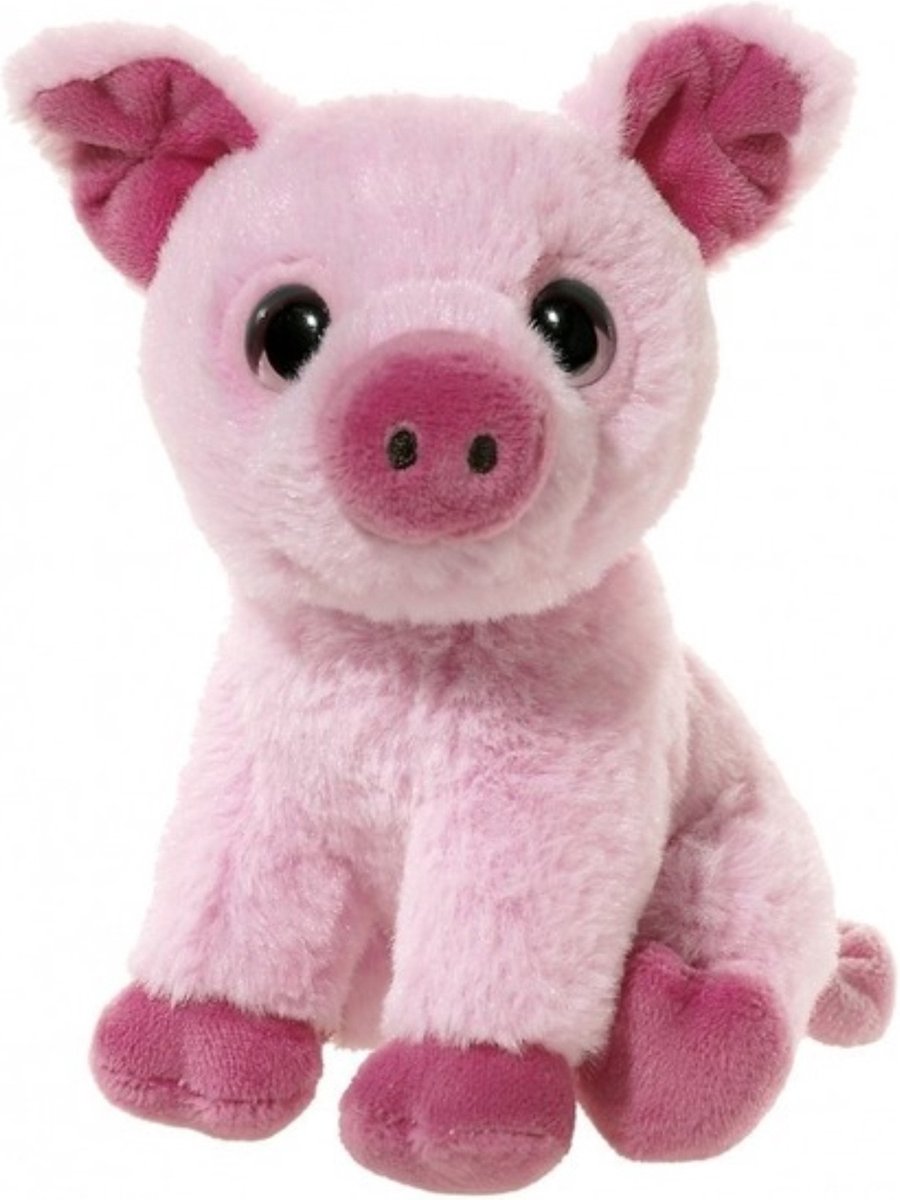 Heunec Knuffel varken - roze - 14 cm - pluche - knuffelvarken - boerderijdieren - knuffeldieren - biggetje