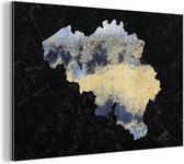 Wanddecoratie Metaal - Aluminium Schilderij Industrieel - Kaart - België - Delfts blauw - 180x120 cm - Dibond - Foto op aluminium - Industriële muurdecoratie - Voor de woonkamer/slaapkamer