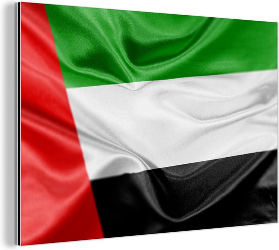 Wanddecoratie Metaal - Aluminium Schilderij Industrieel - De vlag van de Verenigde Arabische Emiraten - 90x60 cm - Dibond - Foto op aluminium - Industriële muurdecoratie - Voor de woonkamer/slaapkamer