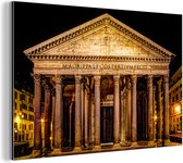 Wanddecoratie Metaal - Aluminium Schilderij Industrieel - Rome - Nacht - Pantheon - 150x100 cm - Dibond - Foto op aluminium - Industriële muurdecoratie - Voor de woonkamer/slaapkamer