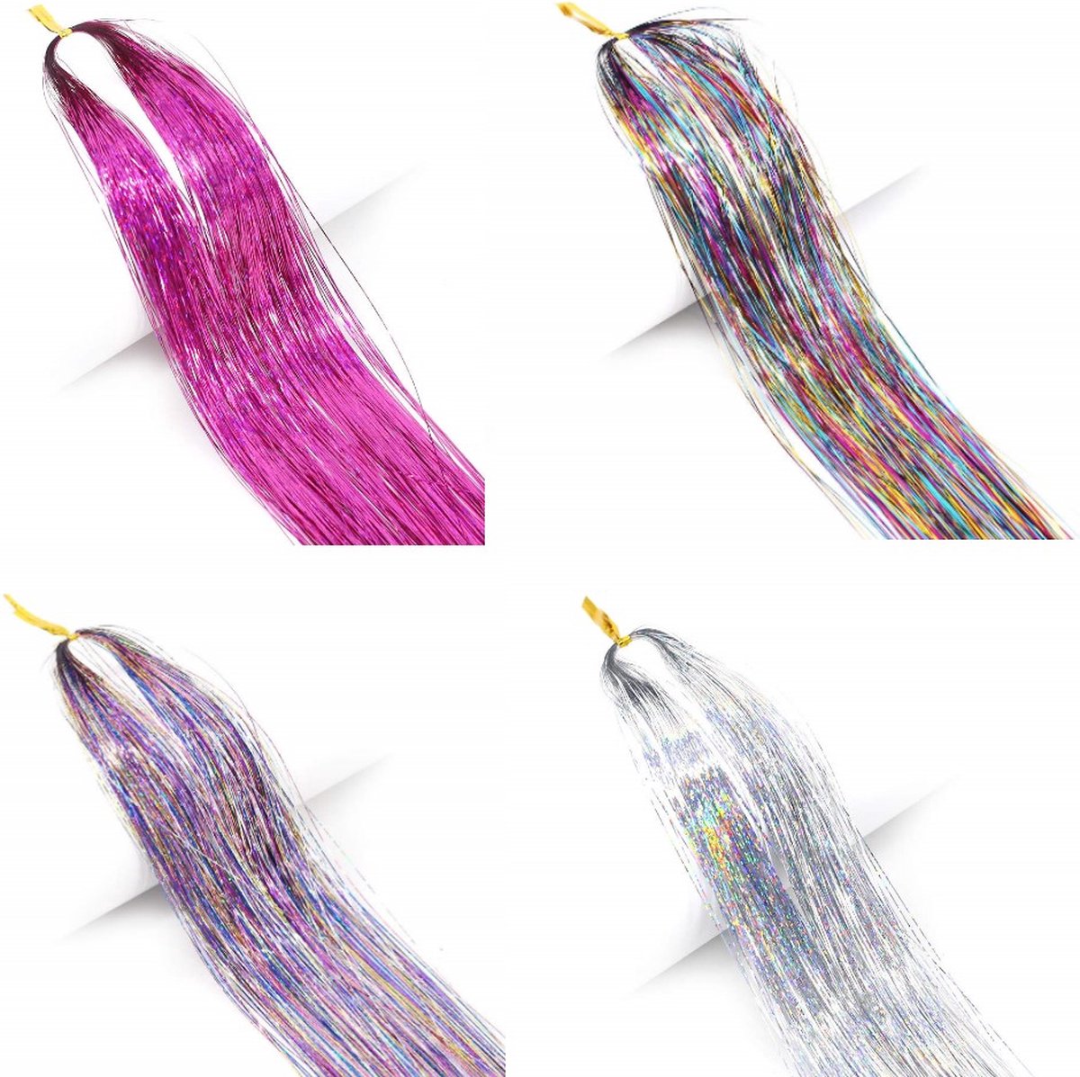 Hair tinsel - Haar glitter - Glitter extensions - Hair tinsel glitter - Haar tinsel - Hair tinsels - Haar glitter festival - 120-150 stuks per kleur - 4 verschillende kleuren