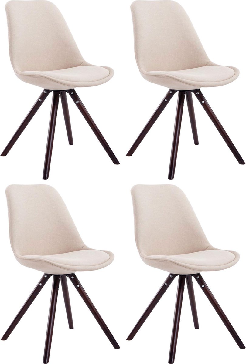 CLP Toulouse Set van 4 stoelen - Rond - Stof creme cappuccino
