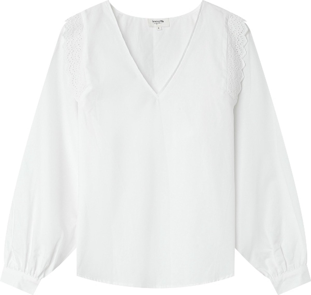 Witte blouse met ruches Geza - Grace & Mila - Maat L