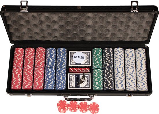 Thumbnail van een extra afbeelding van het spel Pokerset - 500 chips - Poker - Zwart 500 delig - Poker set - Zwart - Pokersets - 11,5gram chips - 2-9 personen - Poker kaarten - Poker chips - Cave & Garden