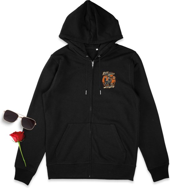 Dames en Heren Hoodie met rits en capuchon - Freestyle Motor - zwart - Maat M