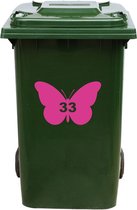 Kliko Sticker / Vuilnisbak Sticker - Vlinder - Nummer 33 - 14x21 - Roze