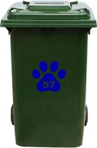 Kliko Sticker / Vuilnisbak Sticker - Hondenpoot - Nummer 57 - 18x16,5 - Blauw