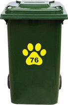 Kliko Sticker / Vuilnisbak Sticker - Hondenpoot - Nummer 76 - 18x16,5 - Geel