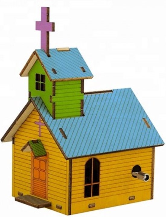 Bouwpakket Muziekdoosje Speeldoosje Kerk Kerkje- hout van Wooden City — afbeelding 2