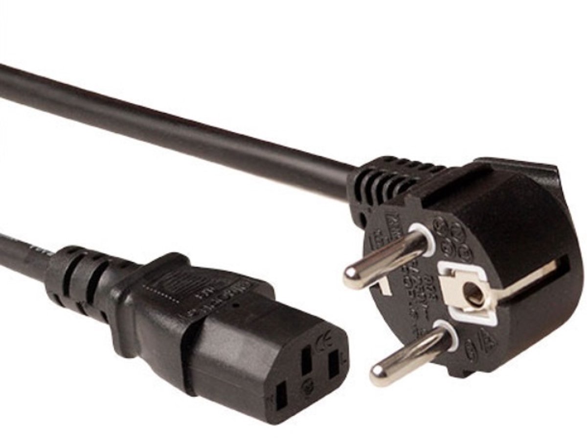 ACT Netsnoer LSZH Schuko CEE 7/7 male (haaks) - C13 IEC 60320 zwart 2,5 m AK5212