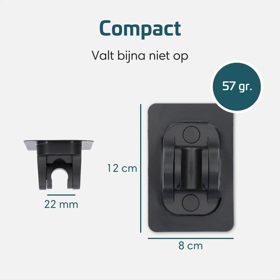 Moodcare® Verstelbare Douchekophouder Zelfklevend Zwart Douchekop