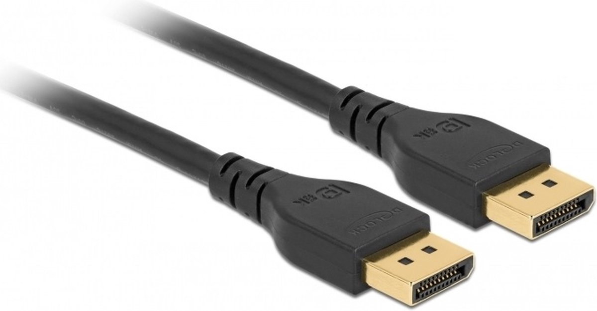 Delock 85910 DisplayPort-kabel 8K 60 Hz 2 m DP 8K gecertificeerd zonder vergrendeling