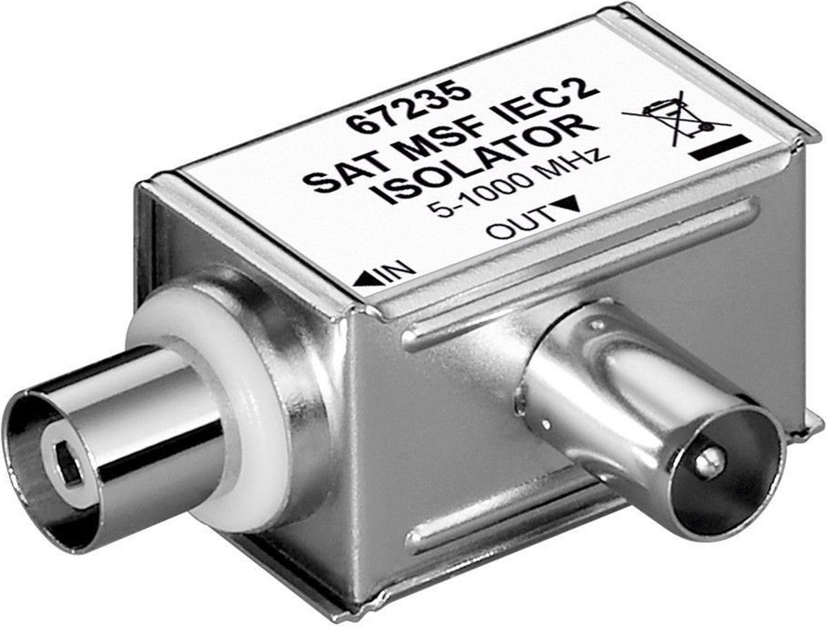 IEC (m) - IEC (v) coax mantelstroomfilter / aardlus isolator