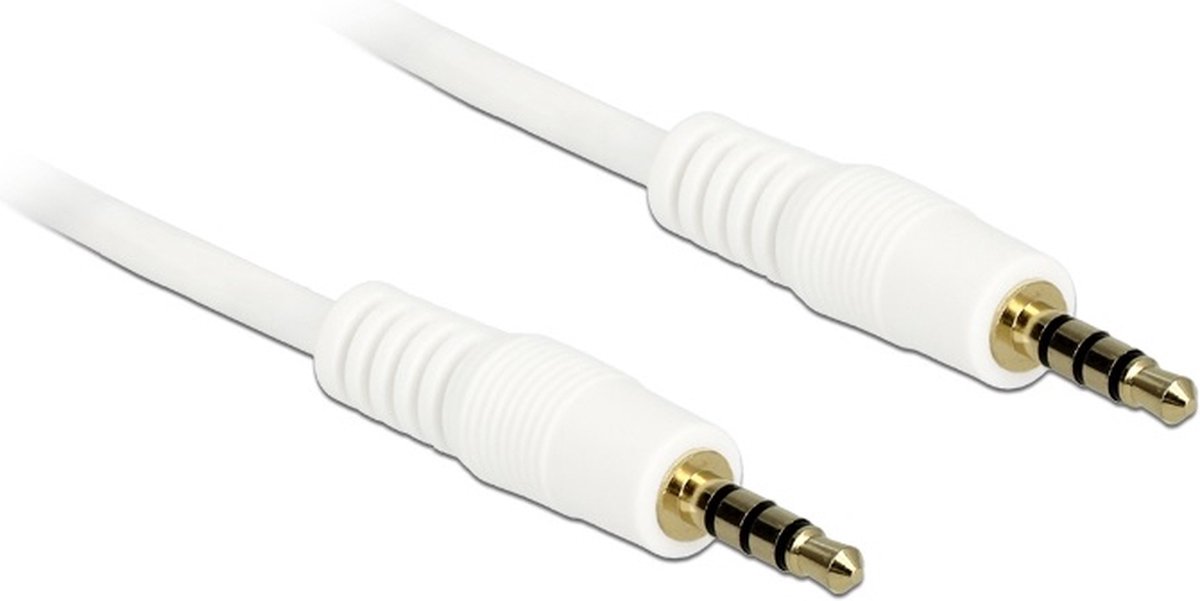 DeLOCK 3,5mm Jack 4-polig audio/video kabel AWG24 - wit - 1 meter