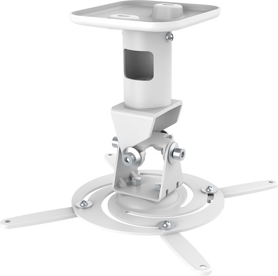 Beamer Plafondbeugel - 360° Draaibaar en 180° Kantelbaar - Plafondafstand 21,5cm - Tot 15kg - Wit kopen - beste keuze voor projector beugel plafond