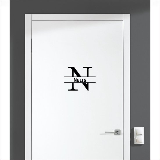 Sticker de porte avec nom - Nelis - Zwart