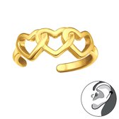 Zilveren gold plated hartjes ear cuff | goudkleurig hart oorklem dames zilver | Zilverana | Sterling 925 Silver