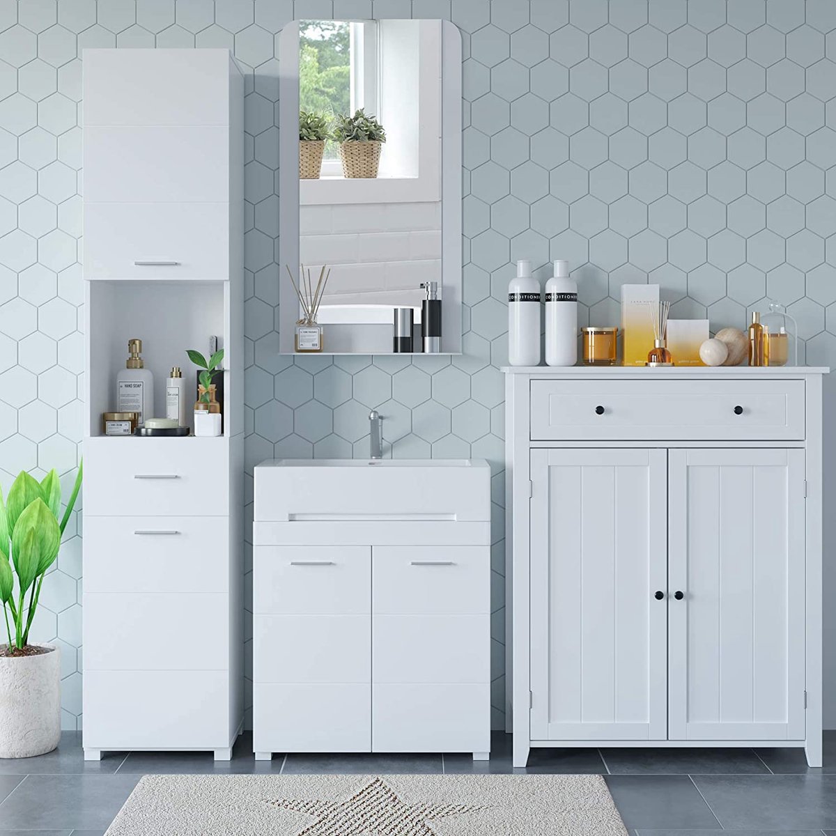 Casaria Wasmachinekast Neapel Wit 185x63x20cm badkam
