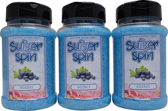 Accessoire voor suikerspinmachine - Suikerspinsuiker bosbes - 3 x pot á 400 gram — afbeelding 2
