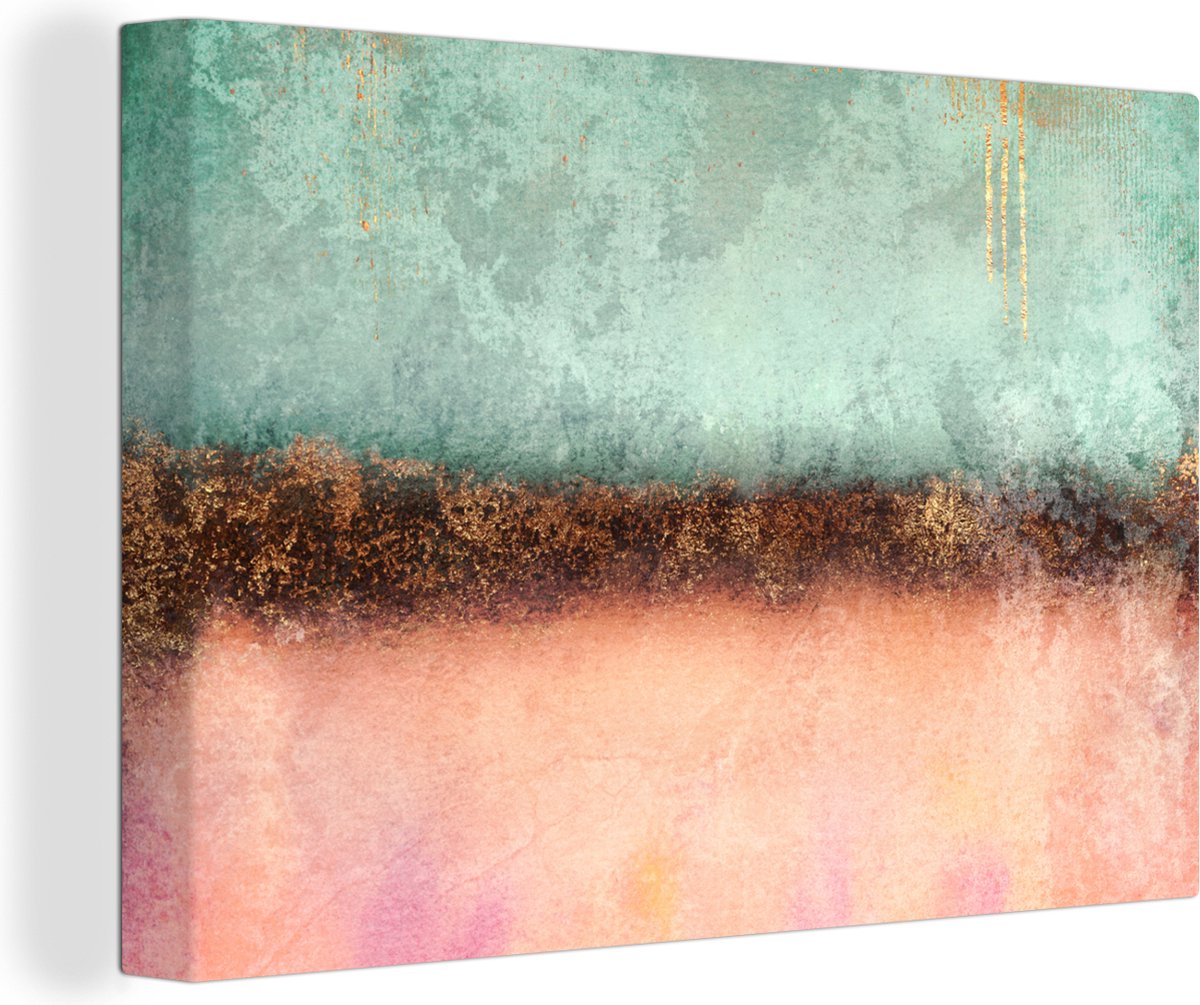 Canvas Schilderij Goud - Verf - Abstract - 150x100 cm - Wanddecoratie