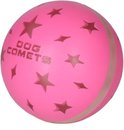 Roze Dog Comets bal met sterren- en ruitvormige uitsnijdingen en een zilveren band.