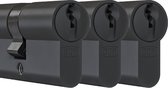 DOM Zwarte profielcilinder Plura 30/30mm - SKG 2 sterren - 3 gelijksluitende cilinders