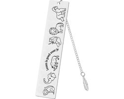 foto van Akyol - lezen is goed voor je Boekenlegger met wilde dieren erop - reading-  Bladwijzer - Bookmark - Gegraveerd op metaal - 13 x 2 cm - Bedankt cadeautje