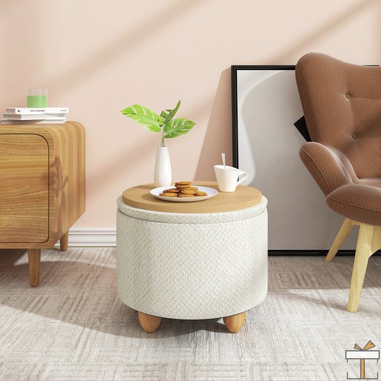 Happyment® Pouf moderne - Repose-pieds avec espace de Opbergbox - Boîte de rangement hocker - Boîte siège avec couvercle - 2en1 - 39x39x40cm - Grijs