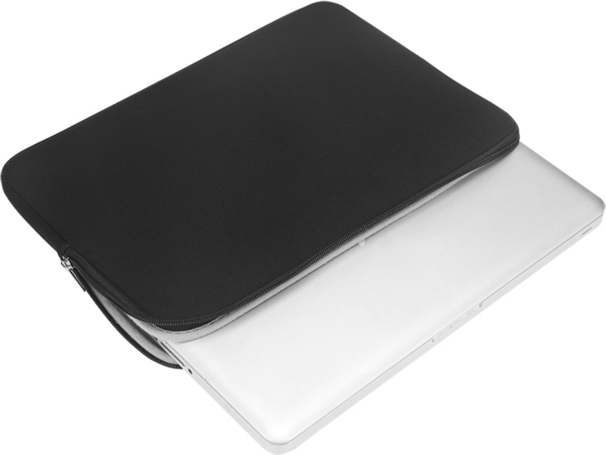 Laptophoes 13 inch donkerblauw SoftTouch neopreen sleeve met ritssluiting voor MacBook en laptop - Afbeelding 3