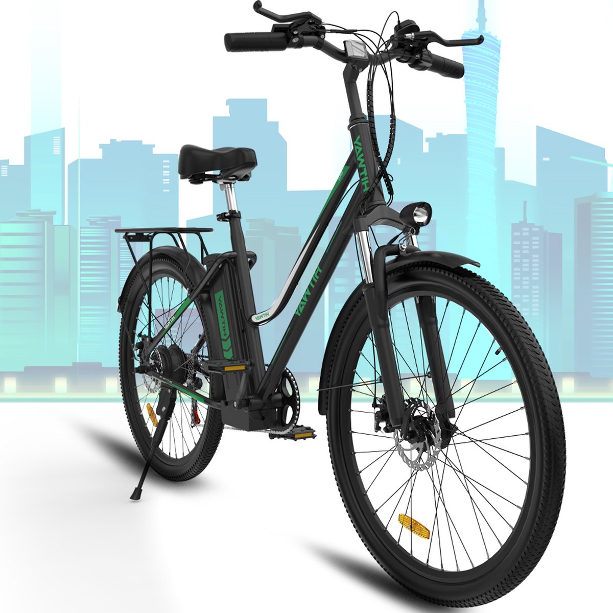 Hitway Elektrische Fiets Voor Volwassenen | Ebikes fietsen Stadsfiets | 250W 36V motor | 7 VERSNELLINGSSYSTEE | 26 inch Zwart