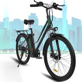 HITWAY Elektrische Fiets Voor Volwassenen | Ebikes fietsen Stadsfiets | 250W 36V motor | 7 VERSNELLINGSSYSTEEM | 26 inch - Zwart