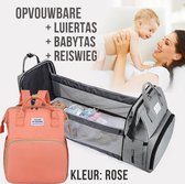 Roos Luiertas Rugtas Reiswieg Opvouwbaar - Multifunctionele 2-in-1 Babytas - Travel Camping Reisbed Rugzak - Baby Bed Wieg Tas - Rose