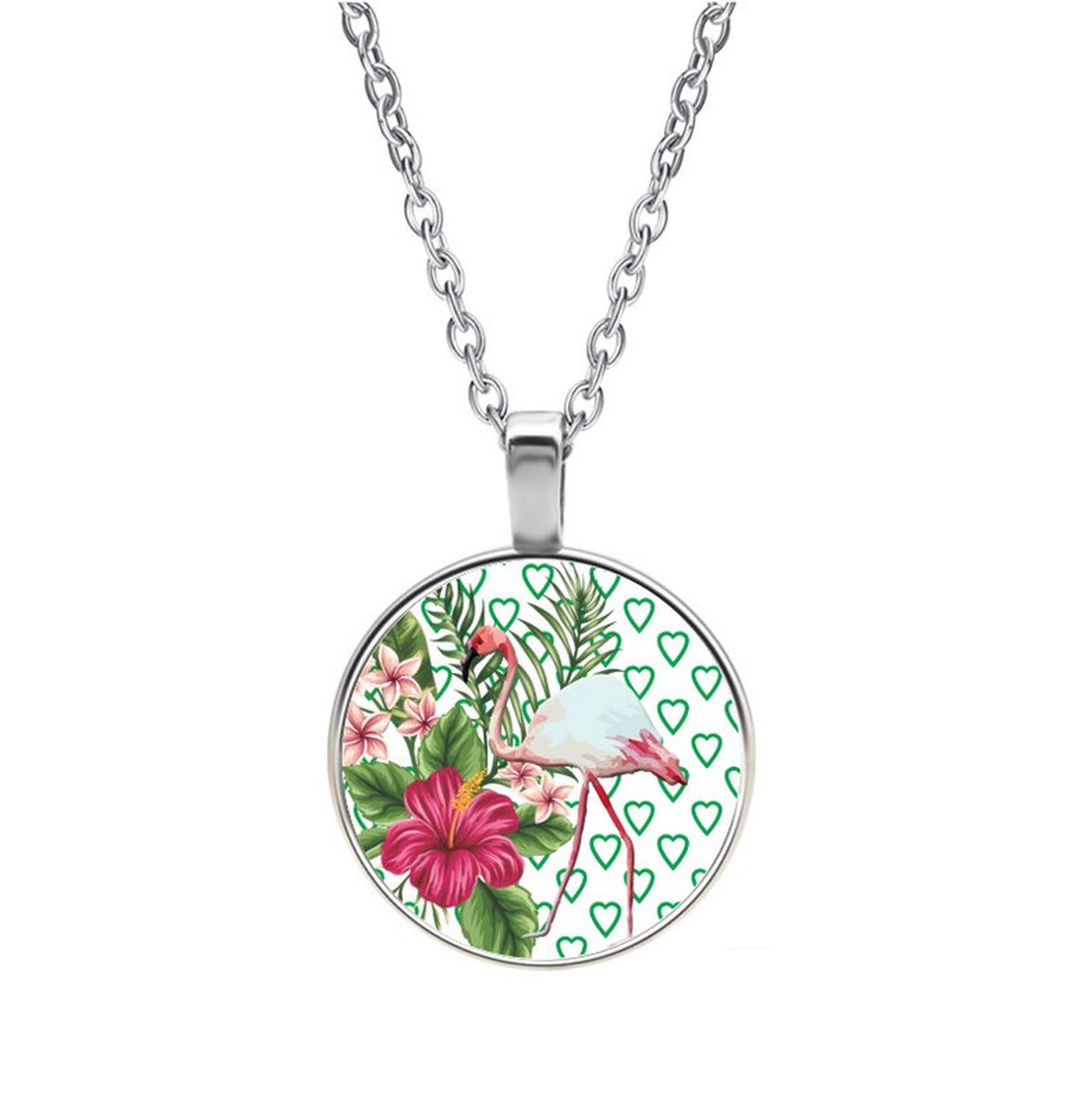 Ketting Glas - Flamingo