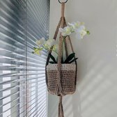 Luna-Leena duurzame plantenhanger macramé in jute met silver draad - L65cm - handmade in Nepal - decoratie - hanging basket - plant hanger - cadeau - moederdag